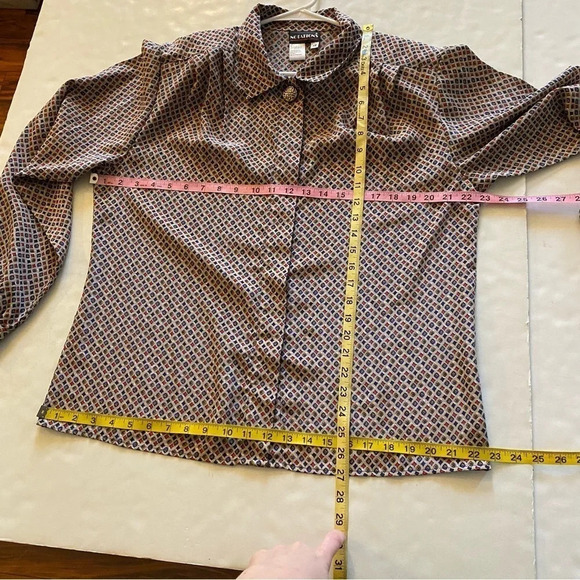Vintage 80s 90s Button Down Shirt Blouse Womens Plus Size 1X 1XL Long Sleeve - Picture 12 of 13